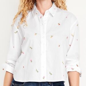 Old Navy Women Cropped Button-Down Floral Shirt (Size: 3X)